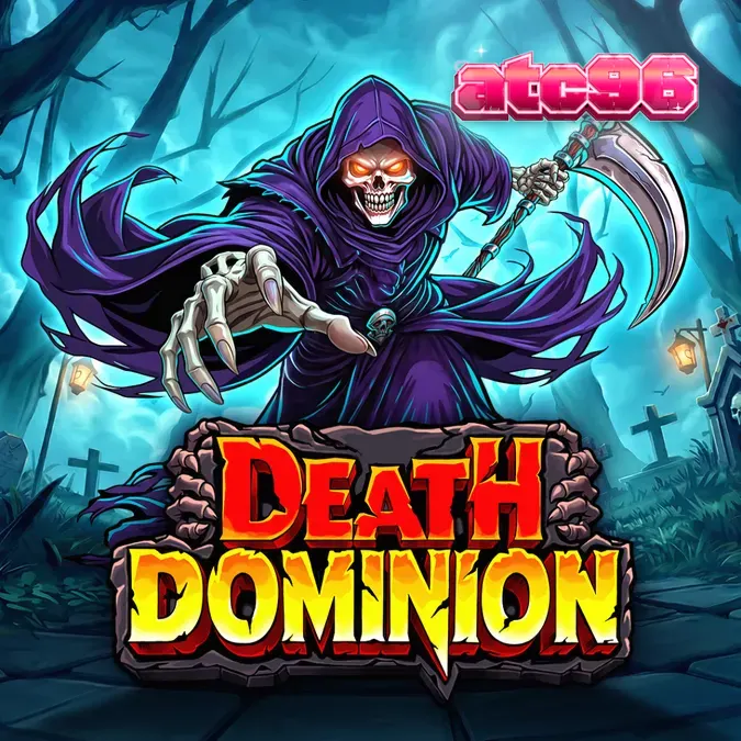 หน้าจอเกมสล็อต Death Dominion ที่มีบรรยากาศแบบโกธิคและสัญลักษณ์ที่น่าตื่นตาตื่นใจ